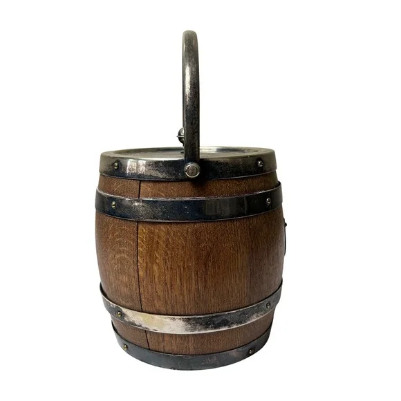 Walker & Hall EPNS Oak Biscuit Barrel‎ Jar Ceramic Liner England Vintage